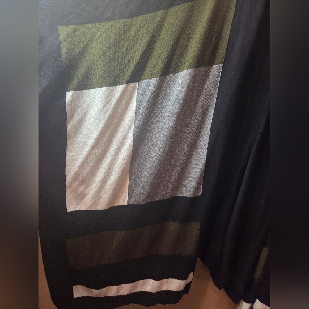 Alfani 0X/1X Poncho Cardigan Shrug Open Front Color Block EUC Black, Green, Gray - Picture 2 of 9